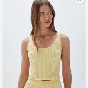 Adanola Yellow Ribbed Knit Tank Top